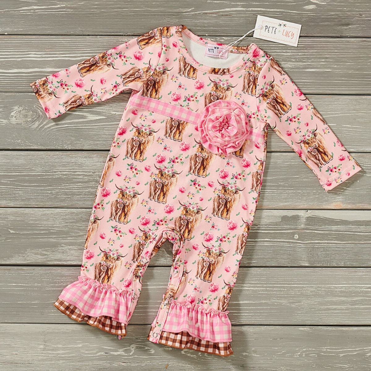 Cows and Roses + Sibling - Girl Infant Romper