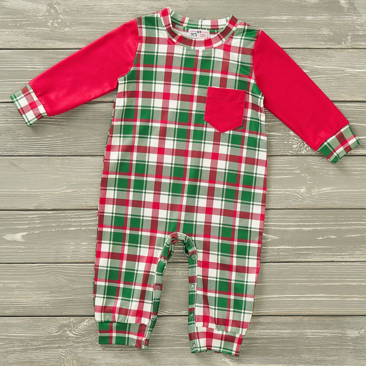 Poinsettias &amp; Plaid - Boy Romper