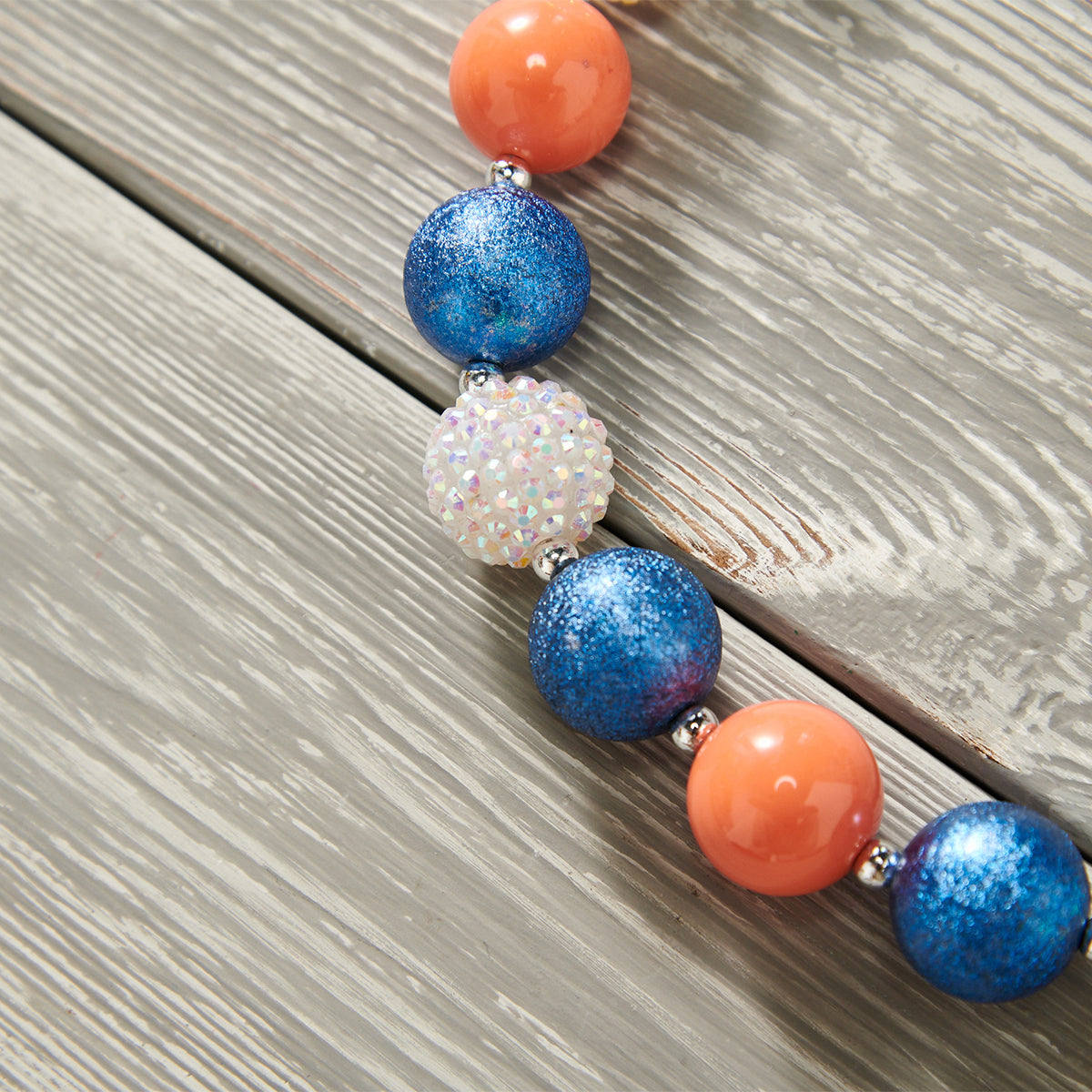 Teal and Orange Medley - Bubble Gum Necklace