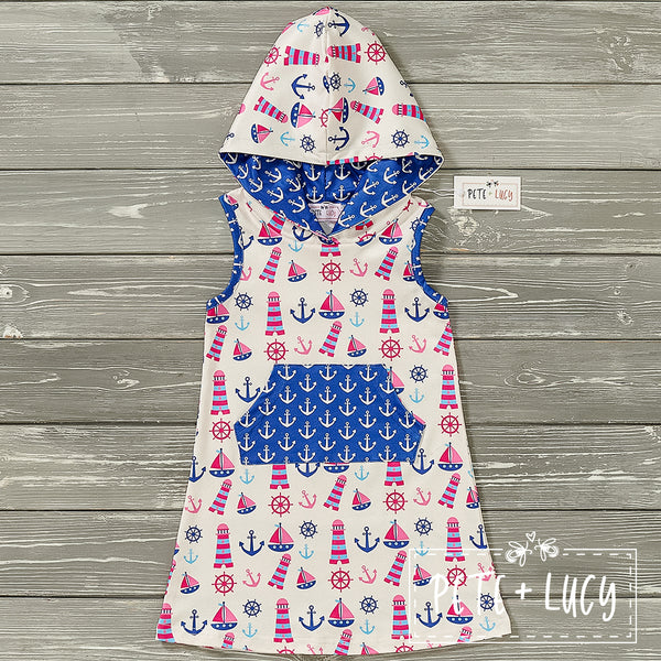 Apr 17th WW: Pink Nautical - Girl Dress - Pete + Lucy- Wholesale