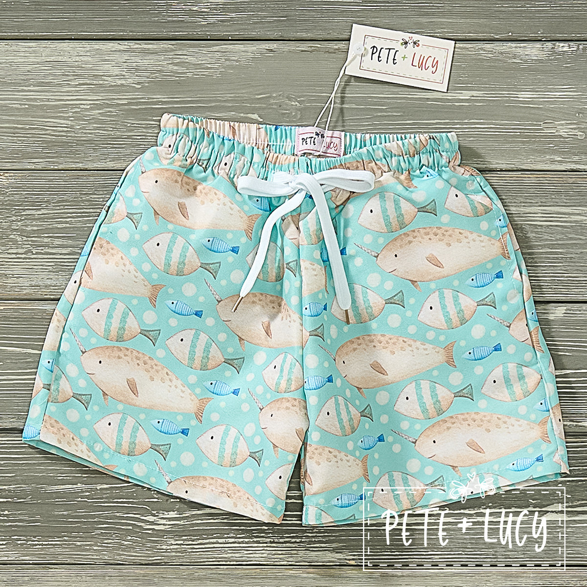 SWIM: Flippin&#39; With Fishes - Boy Swim Shorts